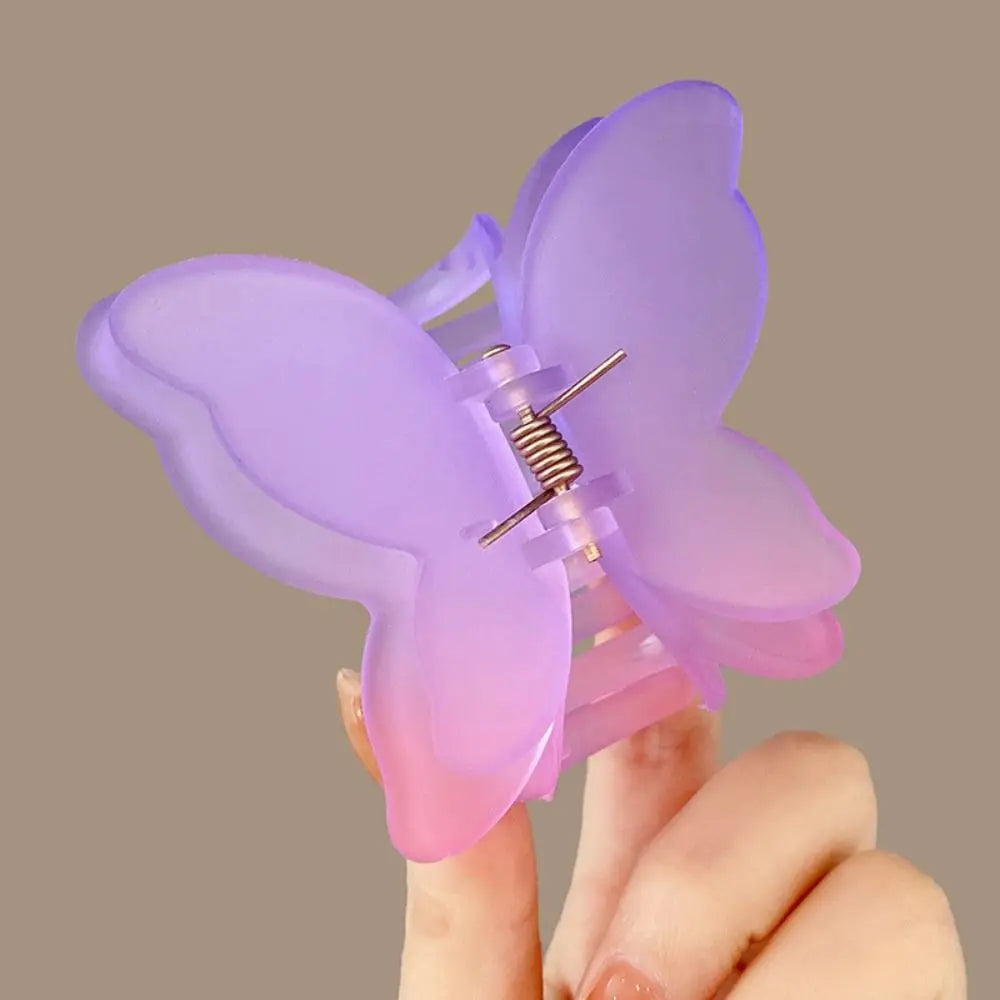 Kawaii Butterfly Acrylic Hair Claw Clip 🦋✨ | Colorful Matte Gradient Hairpin for Sweet Styles 🌈💖