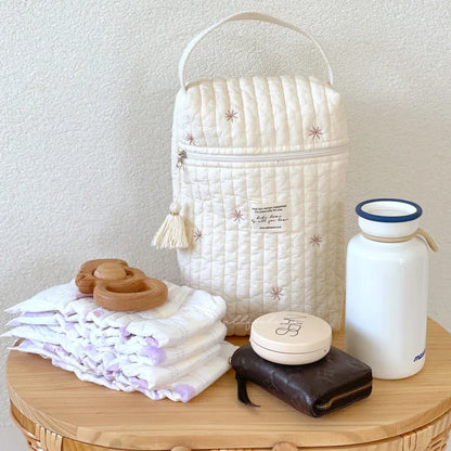 Kawaii Custom Name Mommy Bag 🌸✨ Cute Multifunctional Baby Carriage Hanging Bag with Embroidery 💖 Mother & Baby Essentials!