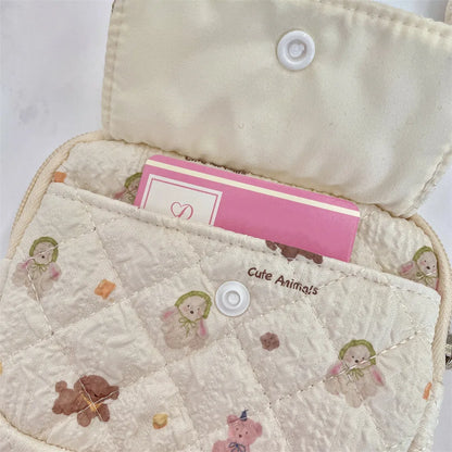 Kawaii Cartoon Makeup Pouch 🐰✨ | Cute Travel Lipstick & Earphone Organizer Bag 🎀💄 - Perfect Gift for Women!