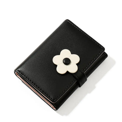 Charming Floral Tri-Fold Wallet for Girls 🌼💖 - Cute PU Leather Cash and Coin Purse with ID Window and Card Slots!