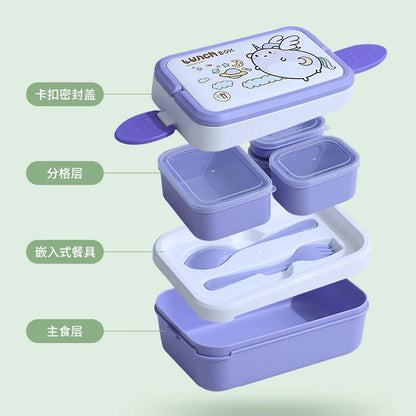 Kawaii 1350ML Bento Box 🍱✨ | Portable & Leakproof Lunch Container with Spoon & Fork 🍴🌸 | Perfect for School Girls!