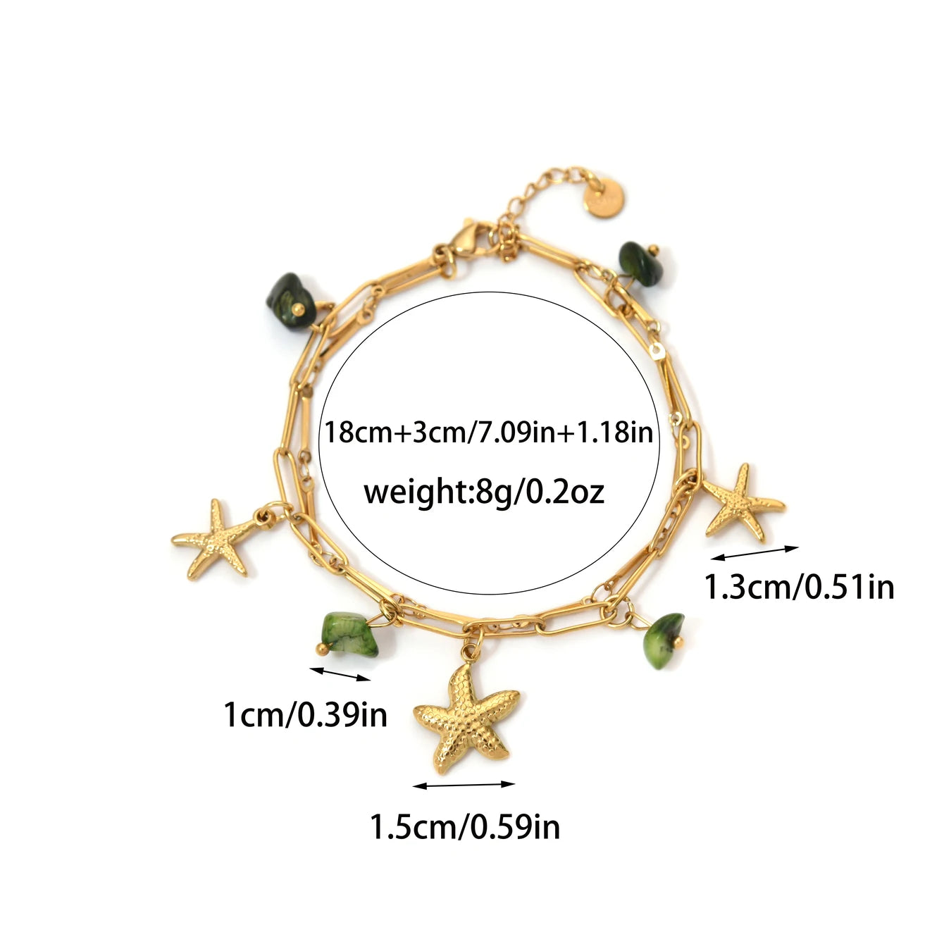 Pastel Moon Sun Starfish Pendant Double Layer Natural Stone Bracelet For Women Waterproof Beach Party Gift 🪸🌙✨💖