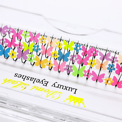 Whimsical Butterfly Glitter Lashes 🦋✨ - Colorful & Fluorescent Individual Extensions for Magical Makeup! 🌈💖