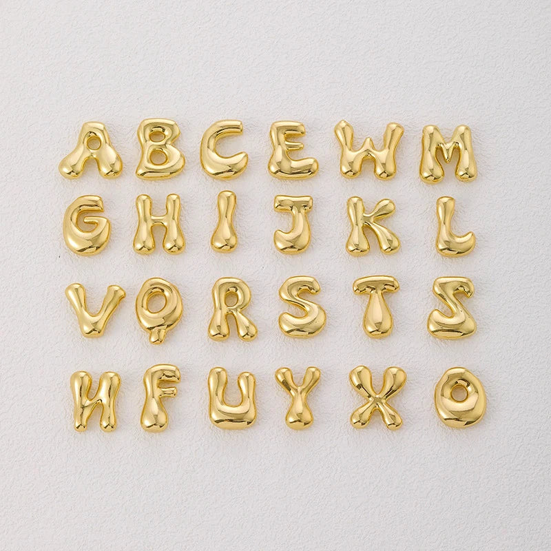 Kawaii Golden Initial Necklace 🌟✨ - Chunky Bubble Letter Pendant for Trendy Girls 💖🎀 - Perfect Gift Jewelry!
