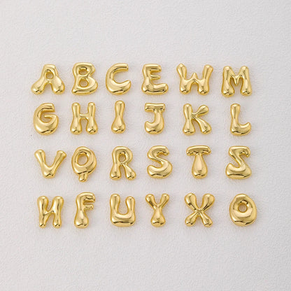 Kawaii Golden Initial Necklace 🌟✨ - Chunky Bubble Letter Pendant for Trendy Girls 💖🎀 - Perfect Gift Jewelry!