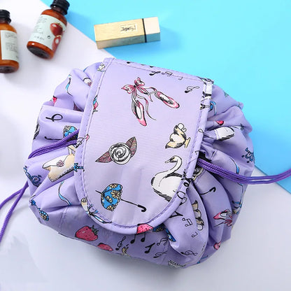 Kawaii Floral Drawstring Makeup Bag 🌸✨ | Portable Waterproof Cosmetic Pouch for Travel & Toiletries 💖👜