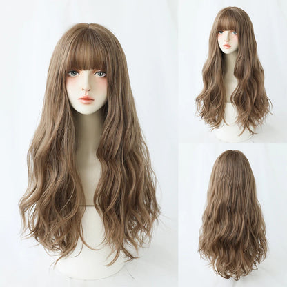 Kawaii Blonde Cosplay Wig 🎀✨ | Wavy Synthetic Hair with Bangs for Daily & Party Looks 💖