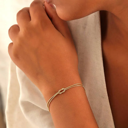 Adorable A-Z Love Knot Bracelets for Couples 💕✨ | Gold Dainty Snake Chain Charm 💖 Stainless Steel Jewelry Gift