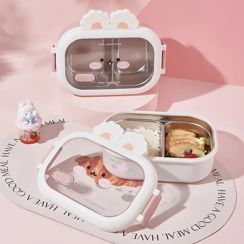 Kawaii Rabbit Bento Box 🐰✨ | Large Capacity Stainless Steel Lunch Box for Kids | Cute Portable Sealed Meal Container 🎁🥪