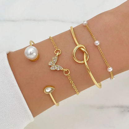 Whimsical Boho Star & Daisy Pearl Charm Bracelet Set 🌼✨ - Adjustable Eight-Piece Bangle for Fashionistas!
