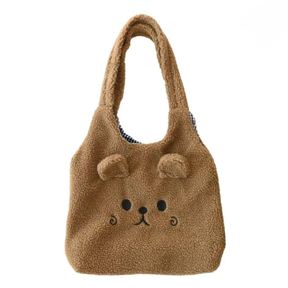 Kawaii Plush Cartoon Tote Bag 🐾✨ Cute Shoulder Bag for School & Shopping 🎒💕