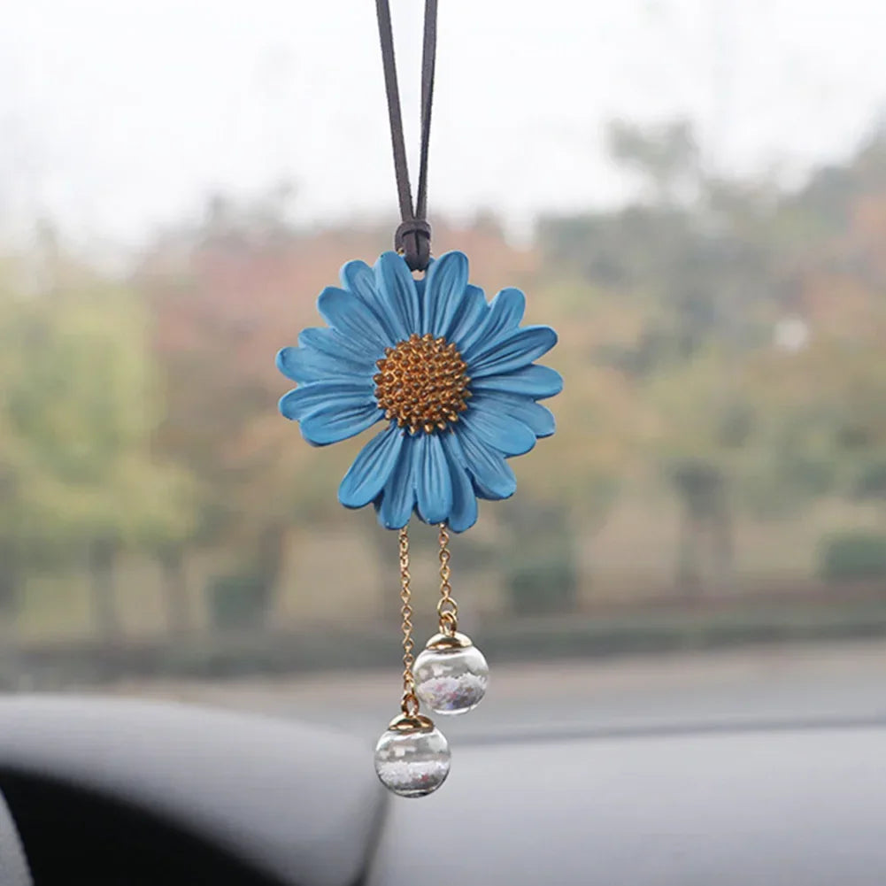 Charming Kawaii Daisy Car Mirror Pendant 🌼✨ | Adorable Plaster Decoration for Auto & Home!