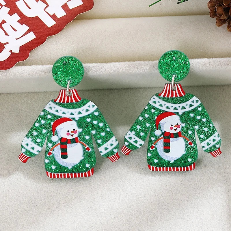 Cute Christmas Drop Earrings For Women With Glitter Acrylic Dangles 🎄✨ Gift