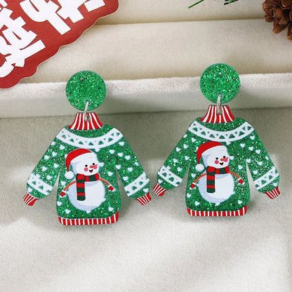 Cute Christmas Drop Earrings For Women With Glitter Acrylic Dangles 🎄✨ Gift