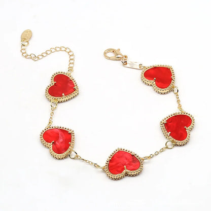 Kawaii Heart Charm Bracelets 💖✨ - Cute Personalized Gift for Women 🌈💚🖤❤️