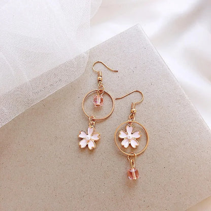 🌸✨ Adorable Cat & Cherry Blossom Dangle Earrings for Playful Souls! 🐾💖