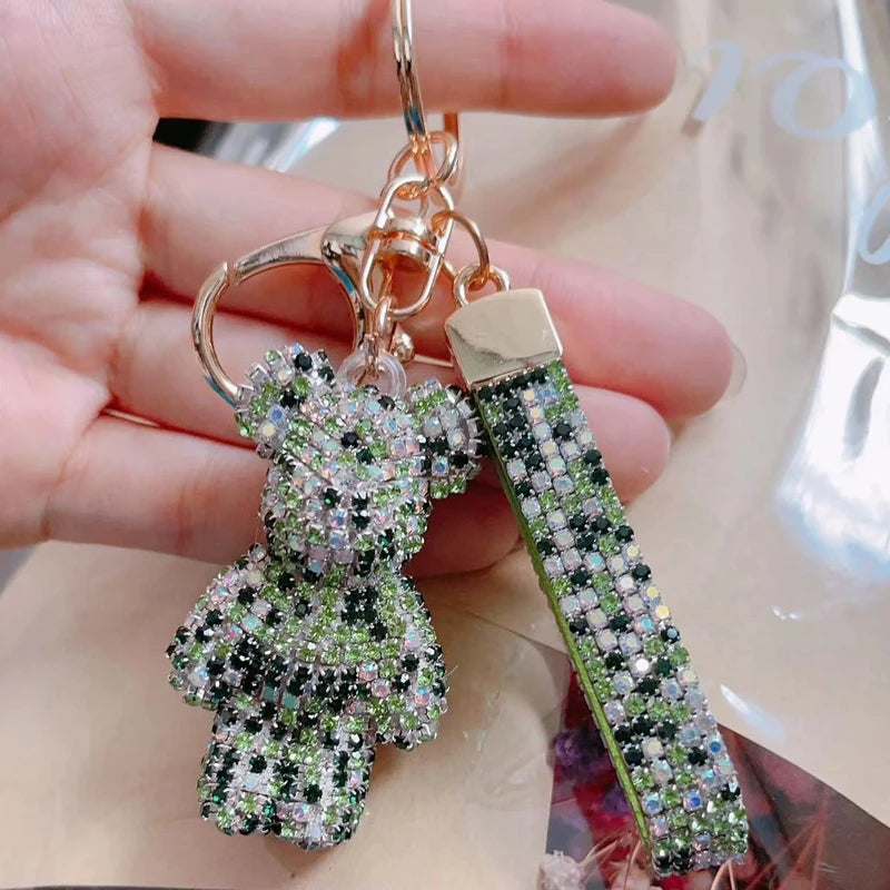 Diamond Bear Car Keychain Cute Handmade Luxury Rhinestone Bag Pendant 🧸💎✨