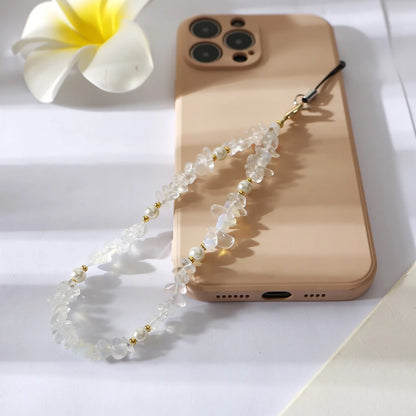 Kawaii Crushed Stone Phone Charm 🌈✨ | Natural Amazon Stone Hanging Rope for Keys & Bags 🎀📱