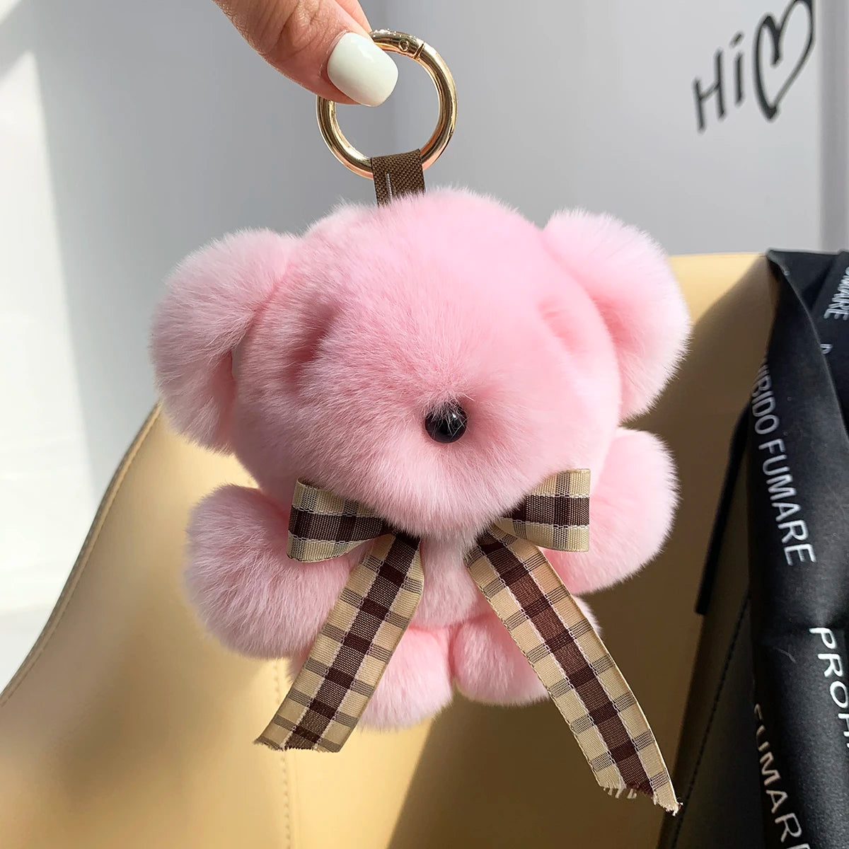 Soft Fluffy Bear Keychain Plush Rabbit Fur Bag Charm Cute Gift For Bags 🐻🐰