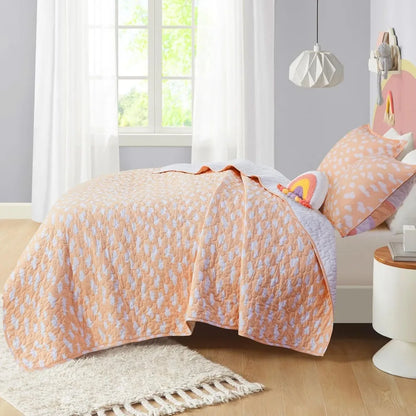 🌈 Sunny Smiles Reversible Quilt Set ☁️ | Adorable Cotton Bedding for Kids 🛏️✨