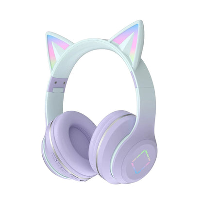 ✨ Kawaii Cat Ears LED Bluetooth Headphones 🎧 - Foldable Wireless Headset for Kids! 🐾🎶