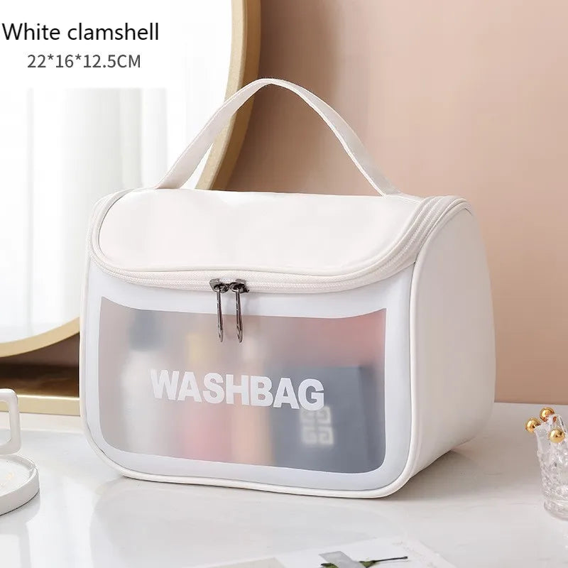 Kawaii Waterproof Travel Makeup Bag 🌟✨ | Cute Transparent Cosmetic Organizer for Women 💖✈️