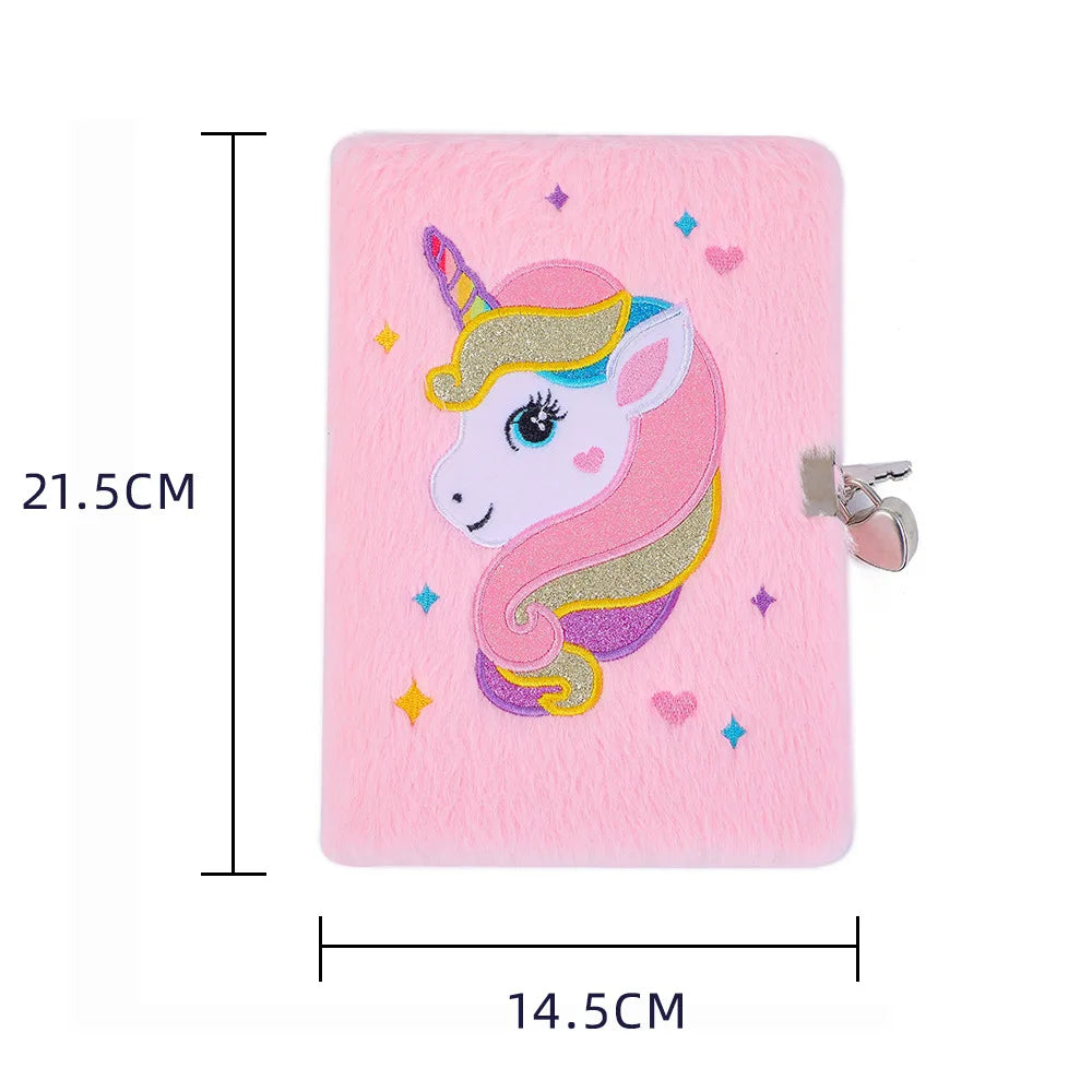 Unicorn Plush Lockable Diary A5 Notebook For Girls Cute Stationery Gift 🦄📓🔒