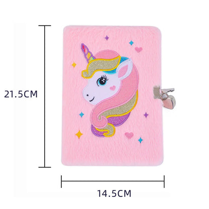 Unicorn Plush Lockable Diary A5 Notebook For Girls Cute Stationery Gift 🦄📓🔒