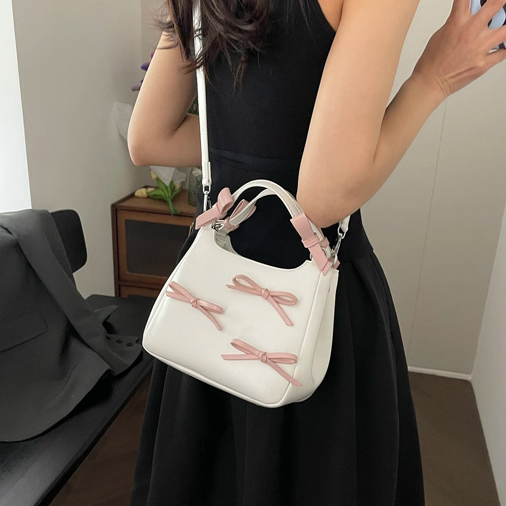 Kawaii Sweet Bow Mini Crossbody Bag 🎀✨ | Trendy PU Leather Tote for Girls | Aesthetic Clutch Handbag 💖