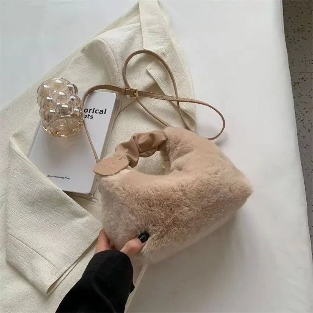 Kawaii Fluffy Dumpling Bag 👜✨ | Soft Plush Underarm Purse for Stylish Women 🌸🍂 | Perfect for Autumn & Winter Shopping!