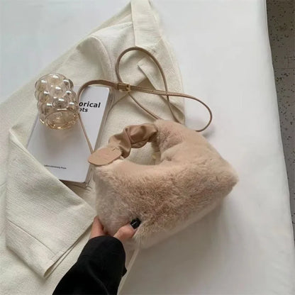 Kawaii Fluffy Dumpling Bag 👜✨ | Soft Plush Underarm Purse for Stylish Women 🌸🍂 | Perfect for Autumn & Winter Shopping!