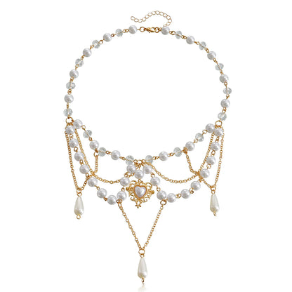 Kawaii Butterfly Pearl Tassel Necklace 🌸✨ | Double Layer High Gloss Design for Women 💖