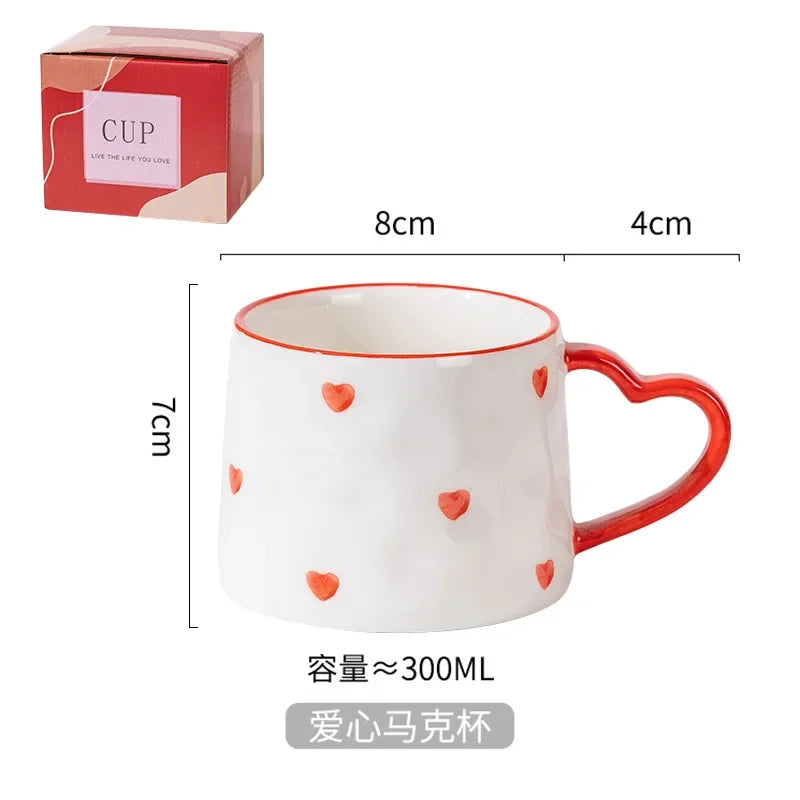 Kawaii 300ml Handmade Ceramic Mug ☕💖 Cute Couples Cup for Coffee & Tea 🎉 Perfect Gift for Mother's Day & Weddings! 🌸