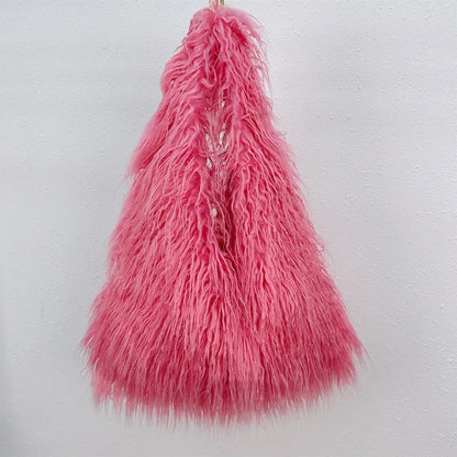 Kawaii Plush Faux Fur Drawstring Bucket Bag 🐾✨ Y2K Style Fashion Tote for Trendy Girls 💖👜