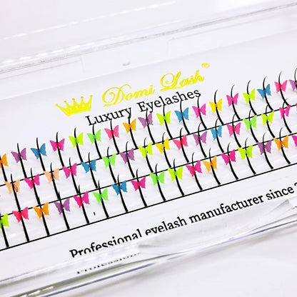 Whimsical Butterfly Glitter Lashes 🦋✨ - Colorful & Fluorescent Individual Extensions for Magical Makeup! 🌈💖
