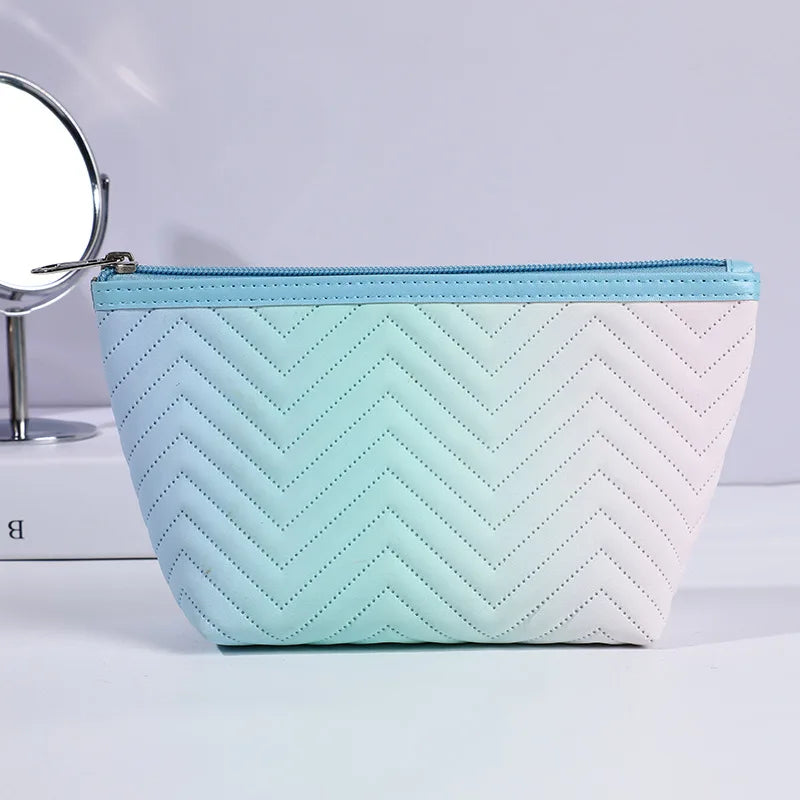 Kawaii Gradient Makeup Pouch 🌈✨ | Stylish PU Leather Cosmetic Bag for Travel & Essentials 🎀💖