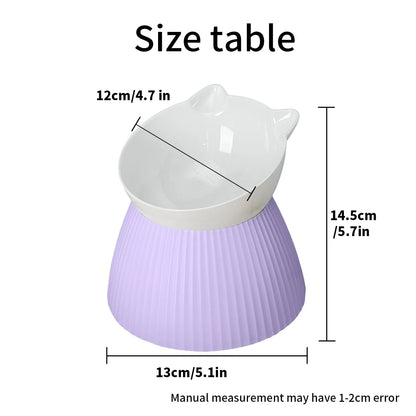 Kawaii Cat Bowl Set 🐾✨ | 15° Tilted Elevated Feeder Stand for Comfy Dining 🐱💖