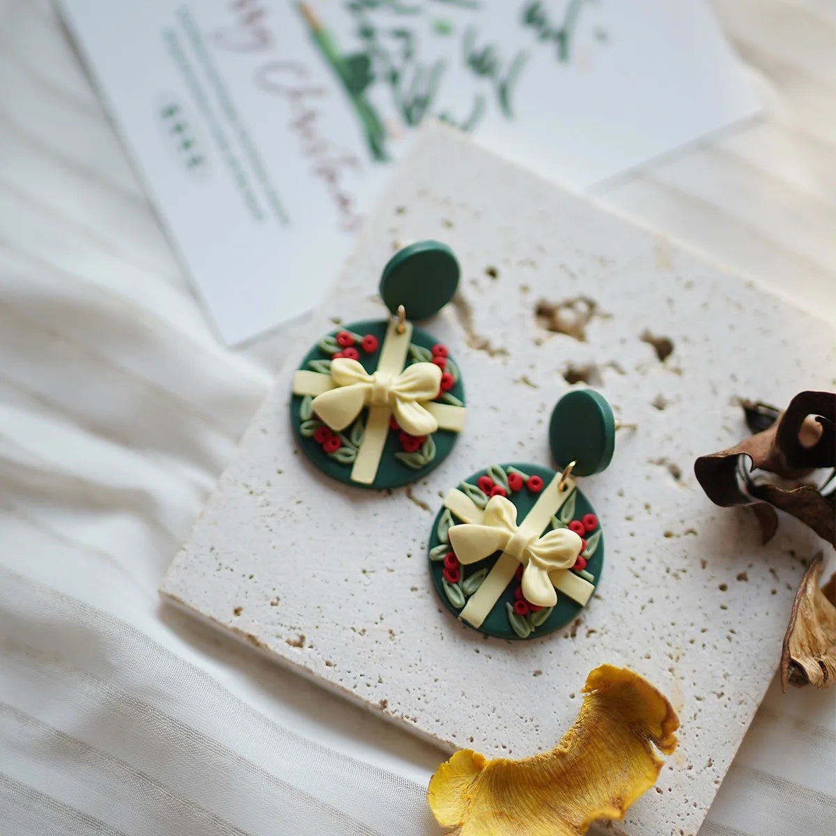 Cute Christmas Polymer Clay Dangle Earrings Santa Snowman Bell Gingerbread 🎄⛄️