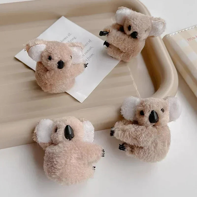 Kawaii Koala Bear Plush Hair Clips for Adorable Hairstyles 🐨✨ Cute Animal Hairpins for Women & Girls - Perfect for Daily Wear! 🎀
