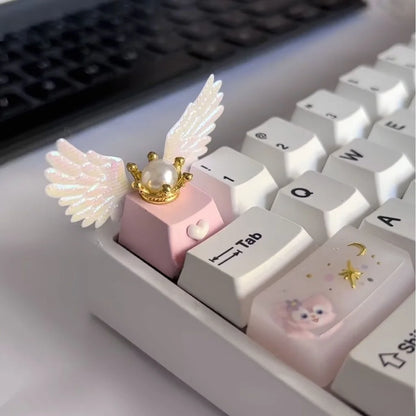 Kawaii Angel Wing Keycap 🌈✨ - Adorable Fairy Touch for Cherry Mechanical Keyboards! 🎹💕