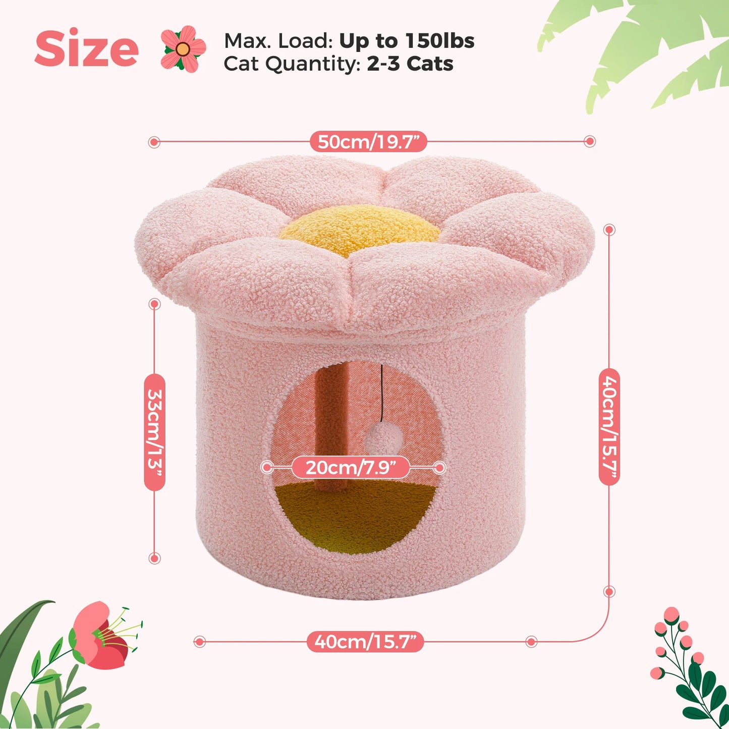 Cozy Cat Hideaway Bed With Removable Flower Bed Indoor Cat House Condo 🐾🌼