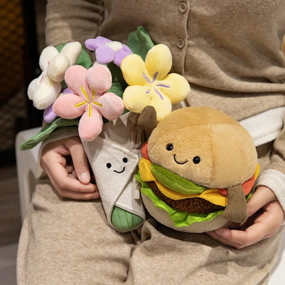 🎉 Cute Hamburger & Sandwich Plushie Bouquet 🌼 Cuddly Toy Gift for Kids & Girlfriends! 🍔💖