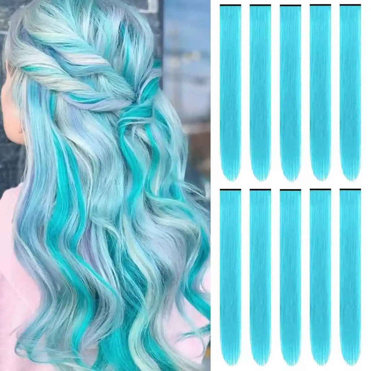 Pastel 22 Inch Colorful Clip In Hair Extensions Long Straight Party Highlights 💖