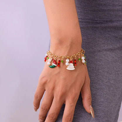 Whimsical Christmas Bracelet With Santa Snowman Star Pendant Jewelry Adjustable🎄