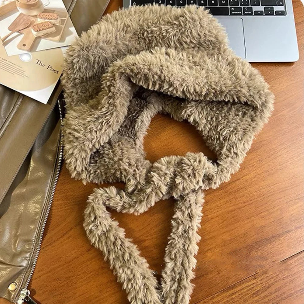 Women Winter Fox Fur Plush Beanie With Bear Ears Cosplay Cap Cozy Warm Hat 🦊❄️
