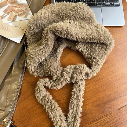 Women Winter Fox Fur Plush Beanie With Bear Ears Cosplay Cap Cozy Warm Hat 🦊❄️
