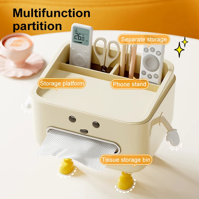 Kawaii Chic Multi-Function Remote Control Organizer 💖✨ - Stylish Paper Towel Box for Modern Homes 🏡🧸
