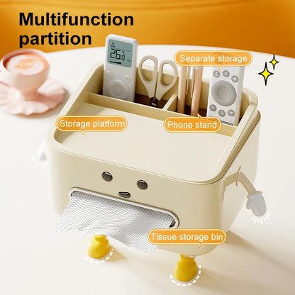 Kawaii Chic Multi-Function Remote Control Organizer 💖✨ - Stylish Paper Towel Box for Modern Homes 🏡🧸