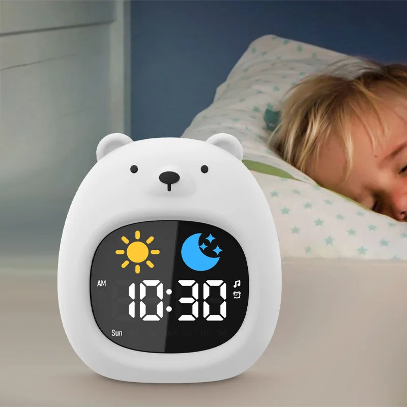 Kawaii Puppy Alarm Clock 🐶💤 | Cute Toddler Sleep Trainer with Colorful Night Light 🌈✨ for Kids' Bedrooms