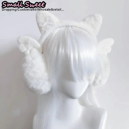 Winter Gothic Angel Earmuffs With Cat Ear Plush Wings ❄️😺 Cozy Warmth